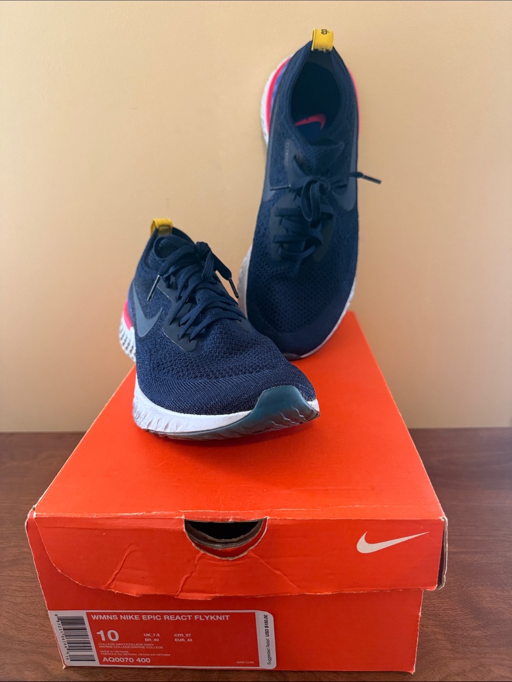 Blue NIKE Epic React Flyknit Sneakers Size 10